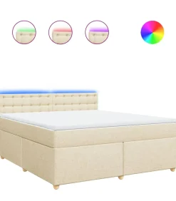 Boxspring met matras stof crèmekleurig 180x200 cm Bedden