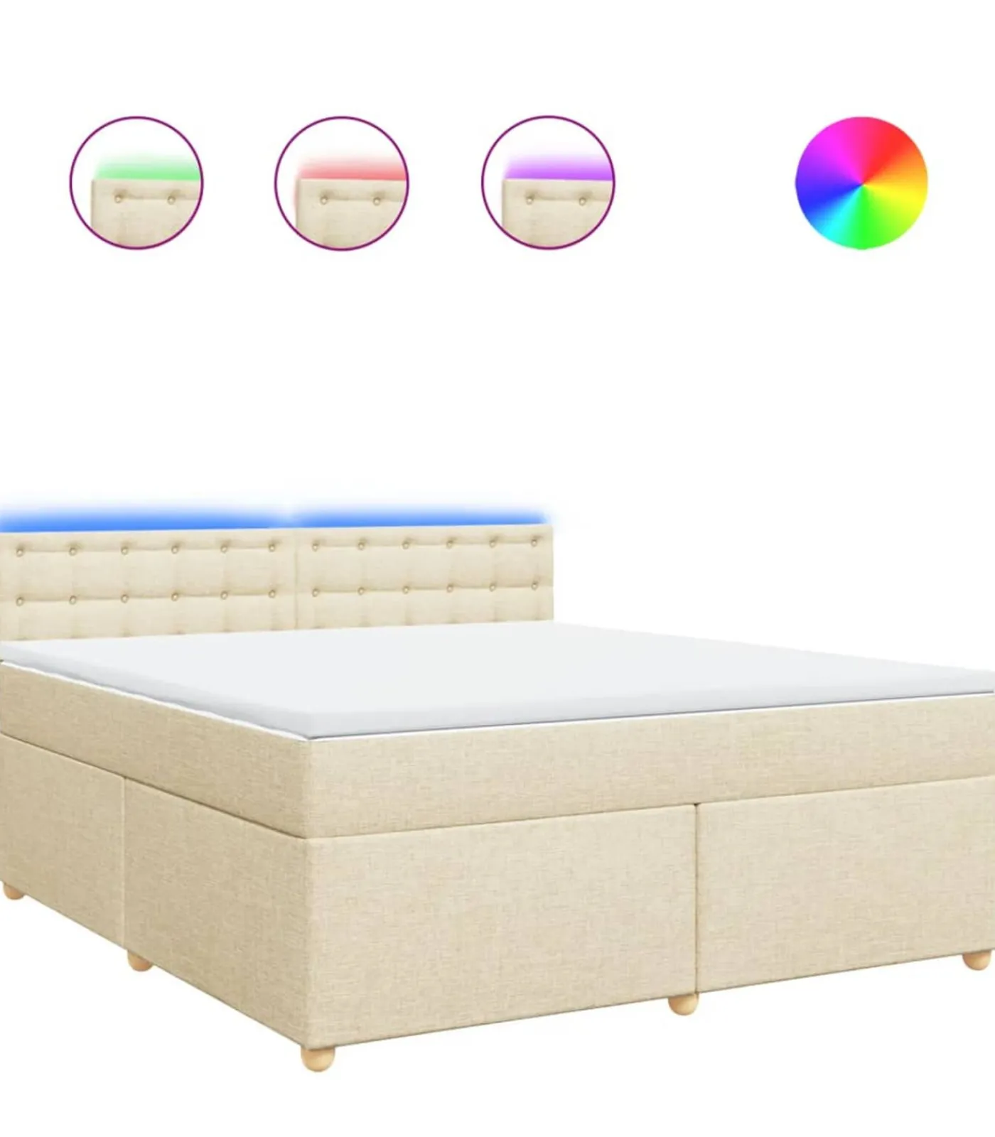 Boxspring met matras stof crèmekleurig 180x200 cm Bedden