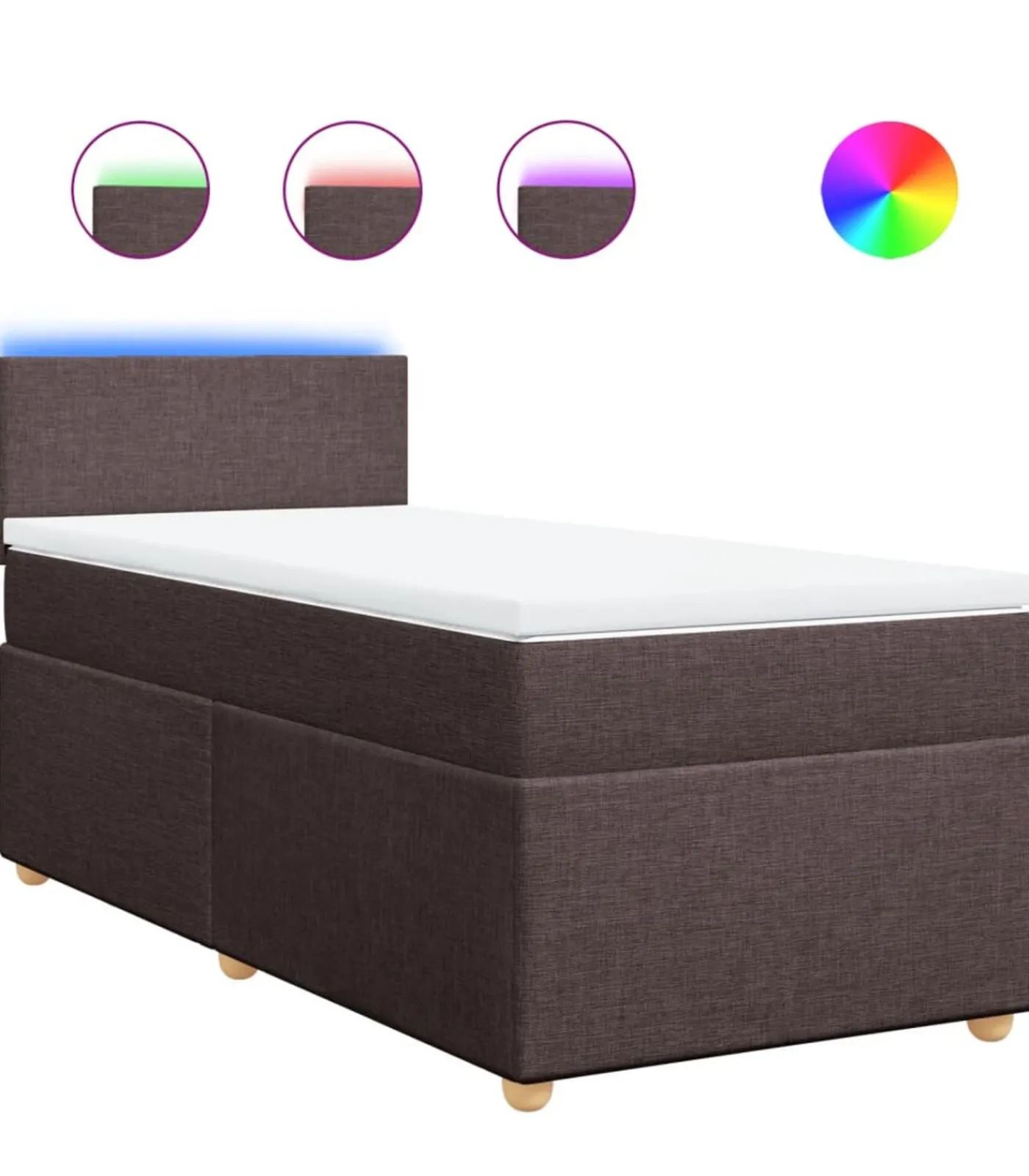 Best Boxspring met matras stof donkerbruin 90x200 cm Bedden