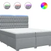Discount Boxspring met matras stof lichtgrijs 200x200 cm Bedden
