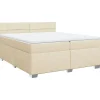 vidaXL Boxspring met matras stof crèmekleurig 200x200 cm