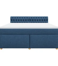 vidaXL Boxspring met matras stof blauw 180x200 cm