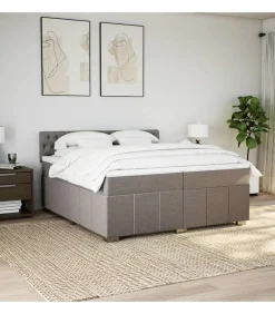 Hot Boxspring met matras stof taupe 200x200 cm Bedden