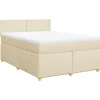 vidaXL Boxspring met matras stof crèmekleurig 160x200 cm