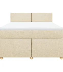 vidaXL Boxspring met matras stof crèmekleurig 160x200 cm