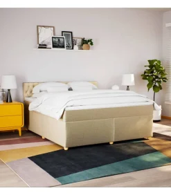 vidaXL Boxspring met matras stof crèmekleurig 180x200 cm