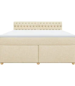 vidaXL Boxspring met matras stof crèmekleurig 180x200 cm