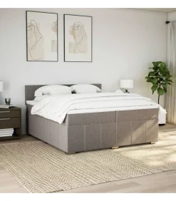 Hot Boxspring met matras stof taupe 200x200 cm Bedden