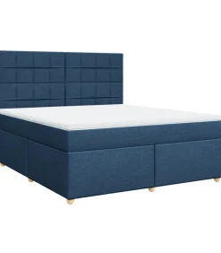 Best Boxspring met matras stof blauw 180x200 cm Bedden
