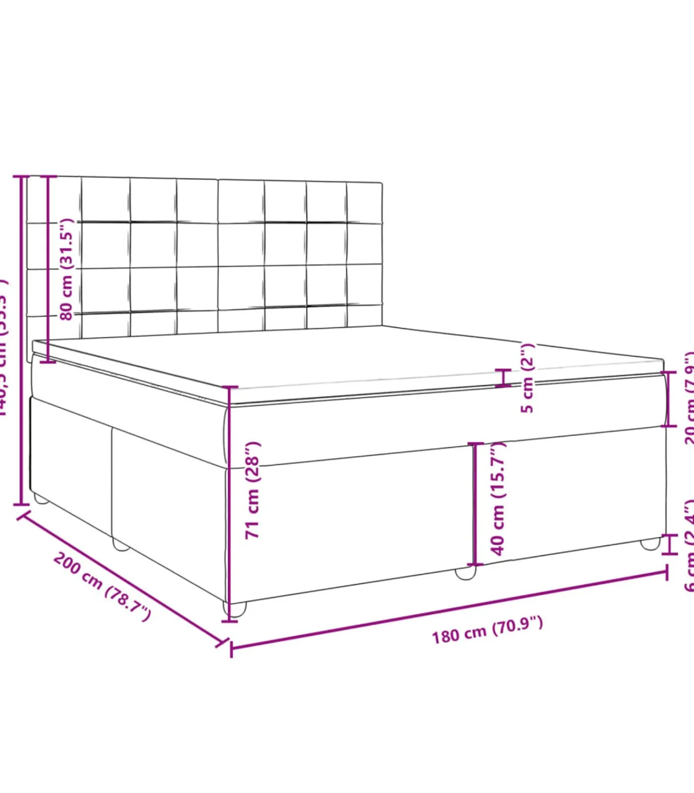 Best Boxspring met matras stof blauw 180x200 cm Bedden