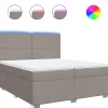New Boxspring met matras stof taupe 200x200 cm Bedden