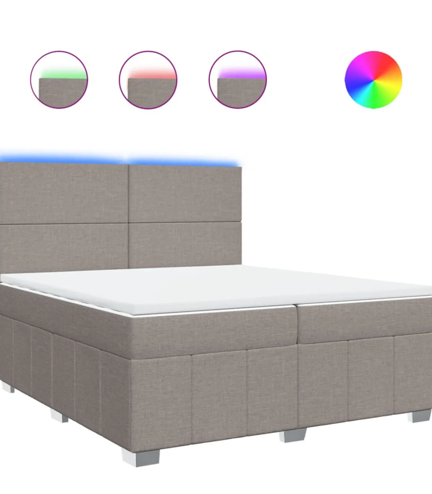 New Boxspring met matras stof taupe 200x200 cm Bedden