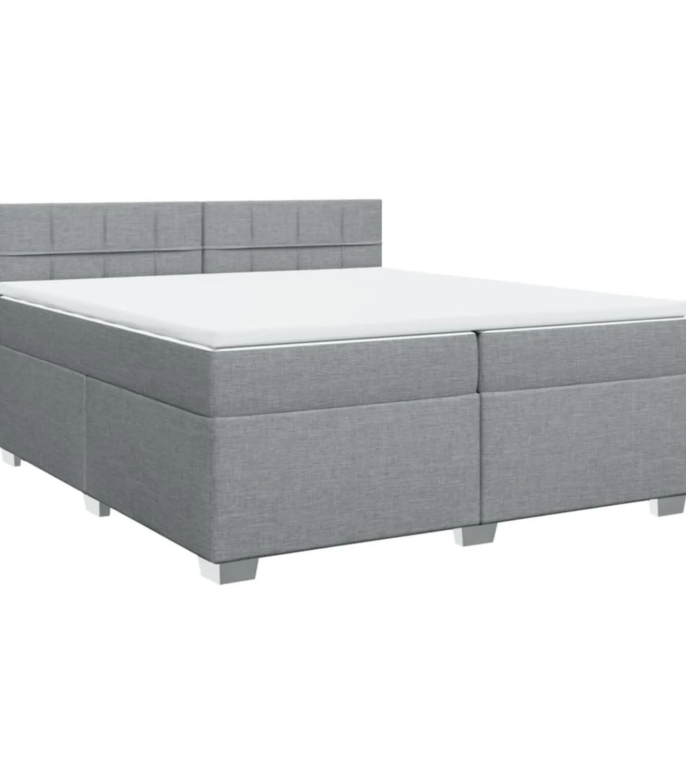 vidaXL Boxspring met matras stof lichtgrijs 200x200 cm