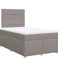 vidaXL Boxspring met matras stof taupe 120x190 cm