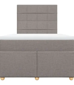 vidaXL Boxspring met matras stof taupe 120x190 cm