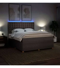 Hot Boxspring met matras stof taupe 180x200 cm Bedden