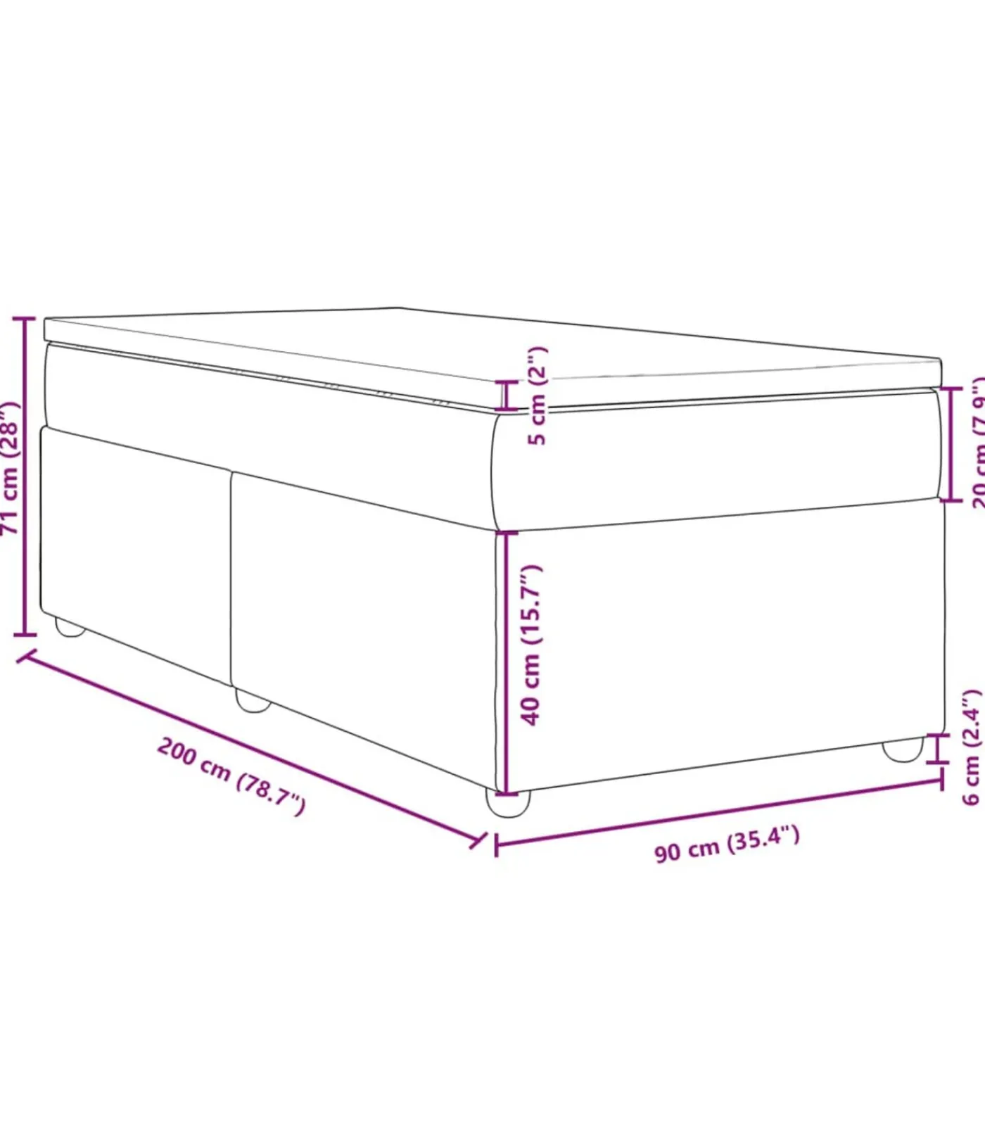 Sale Boxspring met matras stof donkerbruin 90x200 cm Bedden