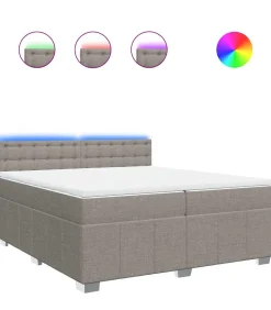 vidaXL Boxspring met matras stof taupe 200x200 cm