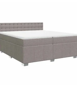 vidaXL Boxspring met matras stof taupe 200x200 cm