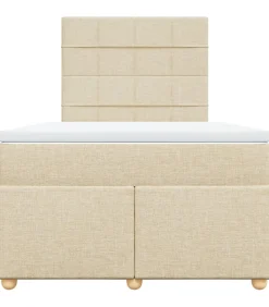 Clearance Boxspring met matras stof crèmekleurig 120x190 cm Bedden