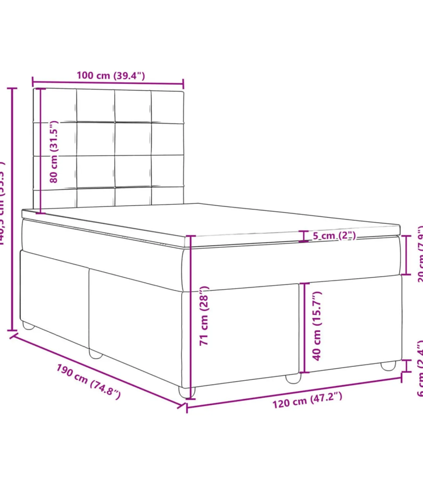 Clearance Boxspring met matras stof crèmekleurig 120x190 cm Bedden