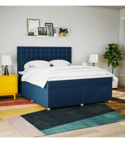 Online Boxspring met matras stof blauw 180x200 cm Bedden