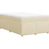 vidaXL Boxspring met matras stof crèmekleurig 120x190 cm