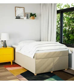 vidaXL Boxspring met matras stof crèmekleurig 120x190 cm