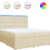 Boxspring met matras stof crèmekleurig 200x200 cm Bedden