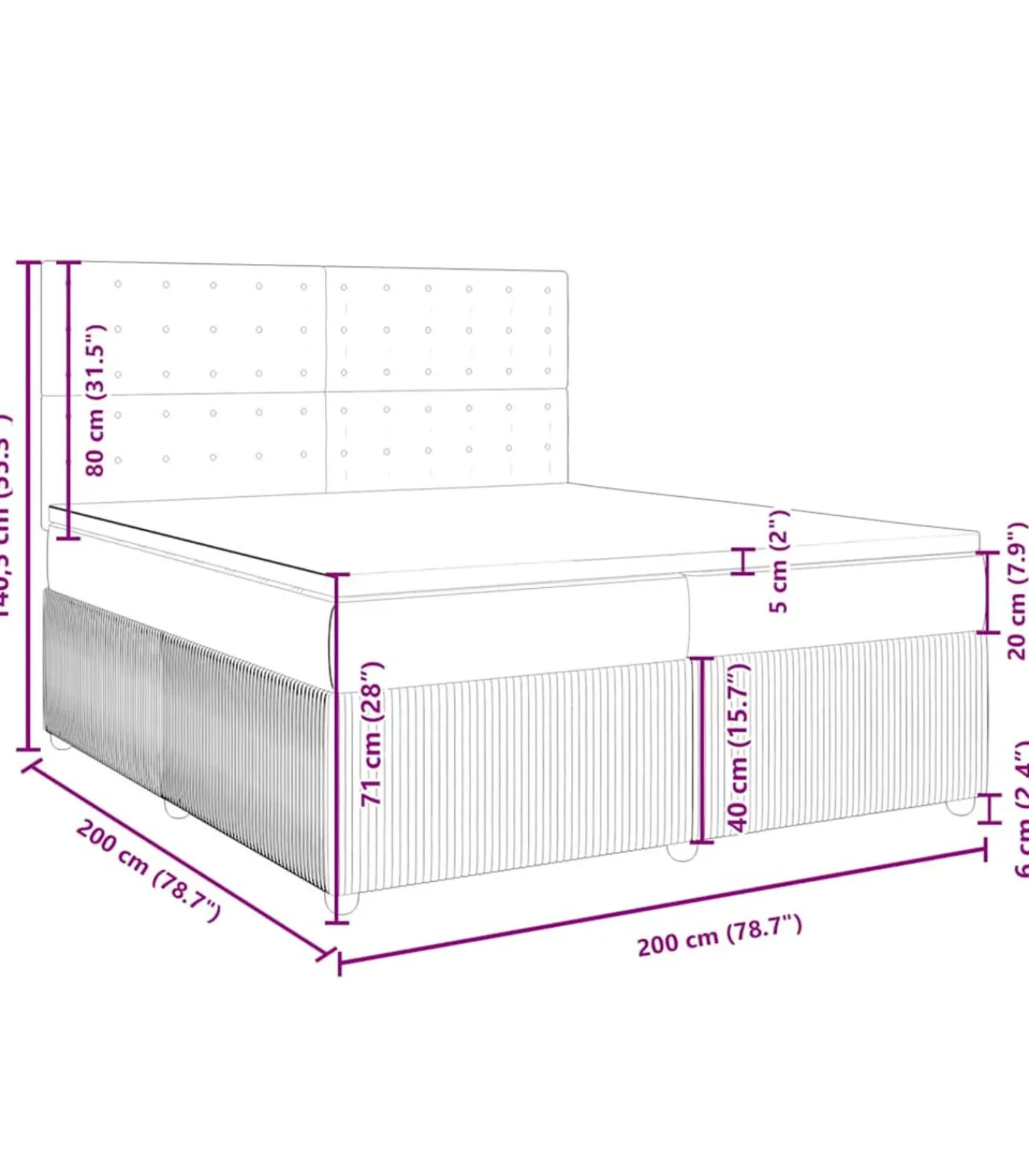 Boxspring met matras stof crèmekleurig 200x200 cm Bedden