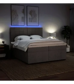 Outlet Boxspring met matras stof taupe 200x200 cm Bedden