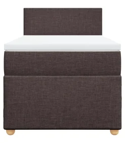 vidaXL Boxspring met matras stof donkerbruin 90x200 cm