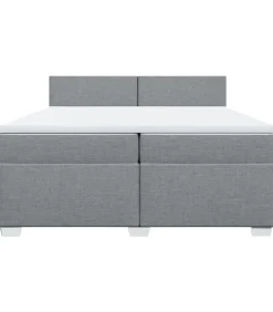 vidaXL Boxspring met matras stof lichtgrijs 200x200 cm