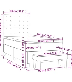 vidaXL Boxspring met matras stof crèmekleurig 90x200 cm