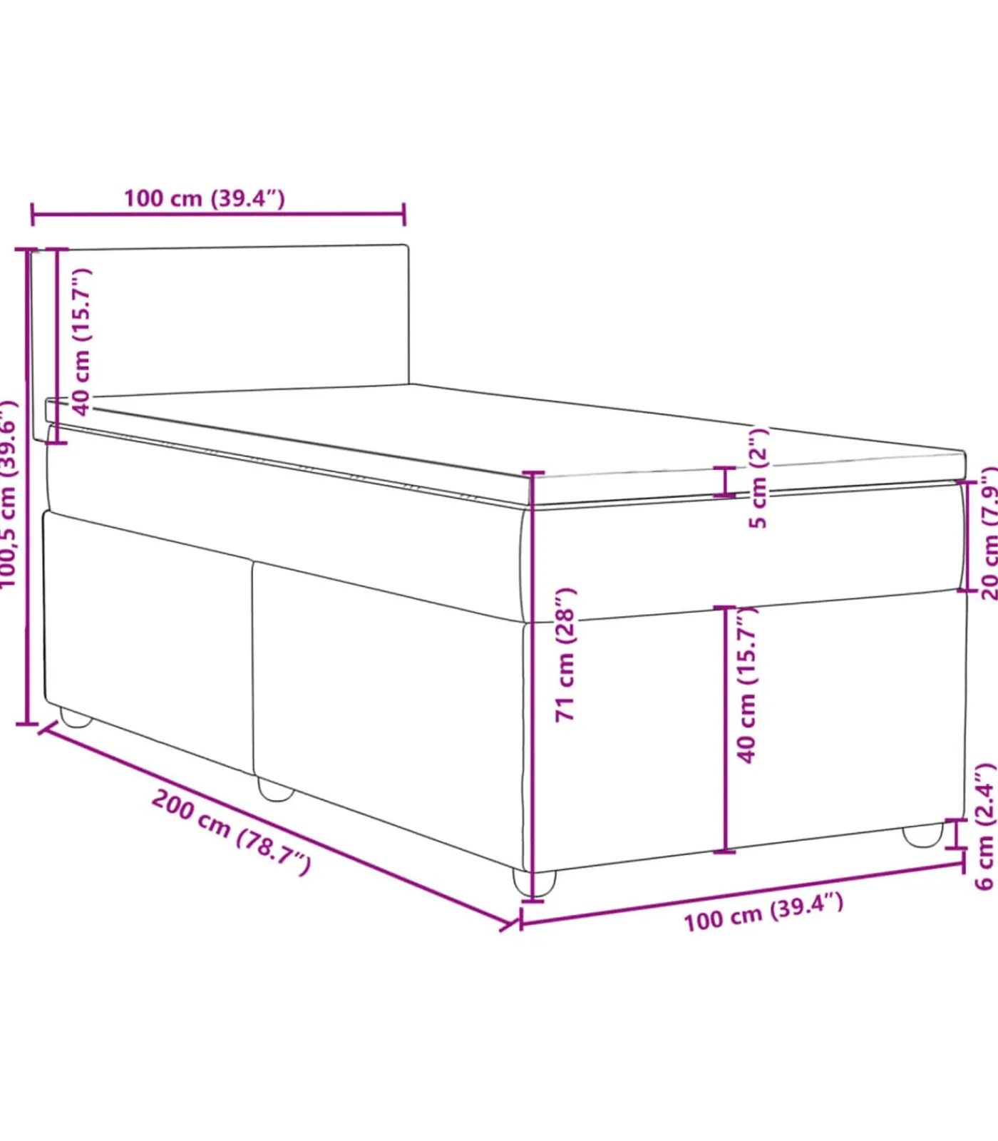 Outlet Boxspring met matras stof taupe 100x200 cm Bedden