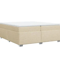 Outlet Boxspring met matras stof crèmekleurig 200x200 cm Bedden