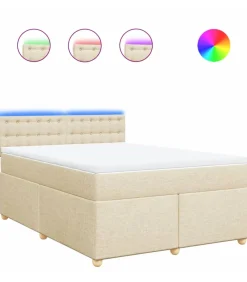 Clearance Boxspring met matras stof crèmekleurig 160x200 cm Bedden