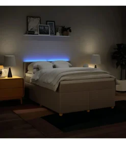Clearance Boxspring met matras stof crèmekleurig 160x200 cm Bedden