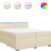 Outlet Boxspring met matras stof crèmekleurig 200x200 cm Bedden