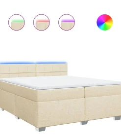 Outlet Boxspring met matras stof crèmekleurig 200x200 cm Bedden