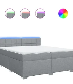 vidaXL Boxspring met matras stof lichtgrijs 200x200 cm