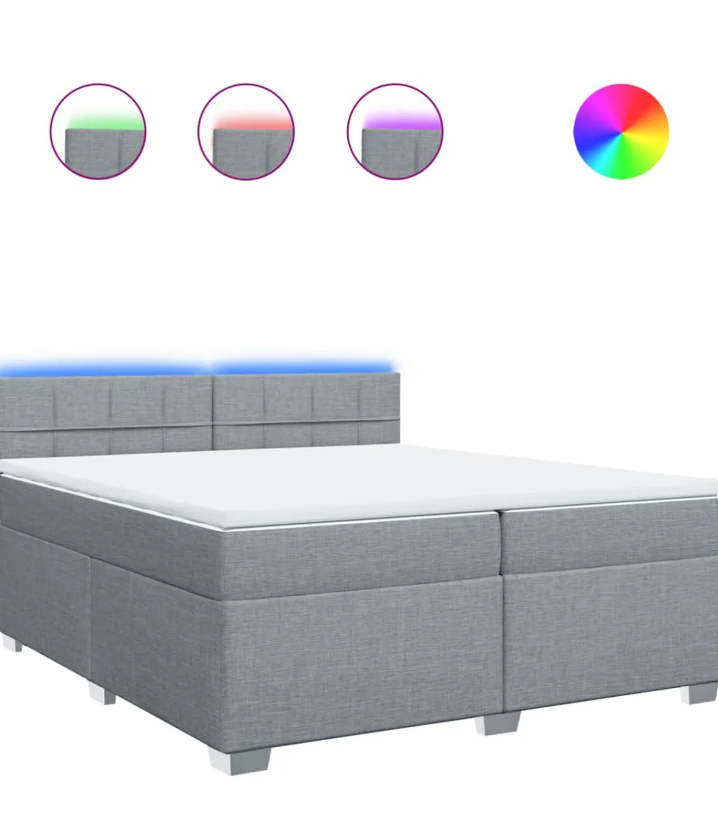 vidaXL Boxspring met matras stof lichtgrijs 200x200 cm