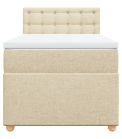 Boxspring met matras stof crèmekleurig 90x190 cm Bedden