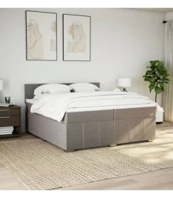 Clearance Boxspring met matras stof taupe 200x200 cm Bedden