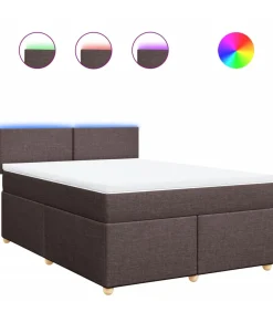 Sale Boxspring met matras stof donkerbruin 140x200 cm Bedden