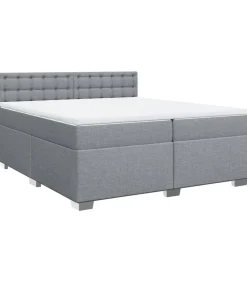 Best Boxspring met matras stof lichtgrijs 200x200 cm Bedden