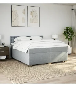 Best Boxspring met matras stof lichtgrijs 200x200 cm Bedden