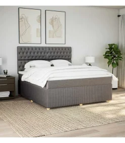 Sale Boxspring met matras stof taupe 180x200 cm Bedden