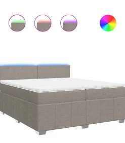 vidaXL Boxspring met matras stof taupe 200x200 cm