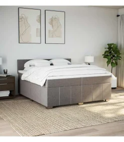 vidaXL Boxspring met matras stof taupe 200x200 cm
